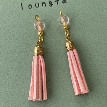 タッセルピアス ピンク プチプラ 樹脂ピアスの画像