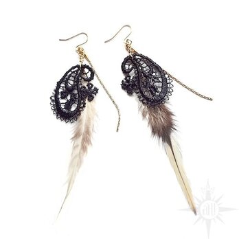 paisley+feather earringの画像