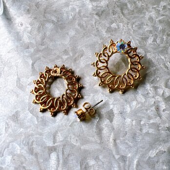 PA323-【 AVON 】エイボン・ヴィンテージピアス Gold Tone Filigree Removable 2wayの画像
