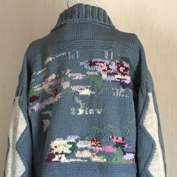 睡蓮の池イメージでカーディガンの画像