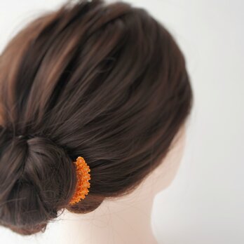 ヘアコーム [ オレンジ ] くし型かんざし つまみ細工 着物 橙色 オレンジ色 秋 春 夏 簪 大人  シンプル 浴衣の画像