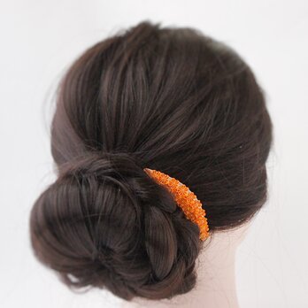 ヘアコーム [ オレンジ ] くし型かんざし 髪飾り つまみ細工 着物 橙色 オレンジ色 秋 春 夏 簪 シンプル 浴衣の画像