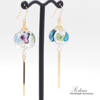 風鈴~蝶~(1130) ピアス/イヤリング/ノンホールピアス/樹脂ピアスの画像