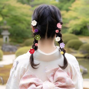 つまみ細工　髪飾り　成人式　和婚　結婚式　卒業式　七五三　和装　振袖　袴　ちりめん髪飾り　ポイント飾り　1本　OHANA