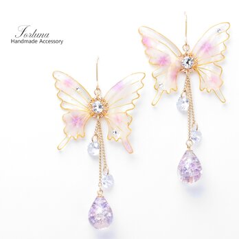 胡蝶~Purple Flower~(c12) ピアス/イヤリング/ノンホールピアス/樹脂ピアスの画像