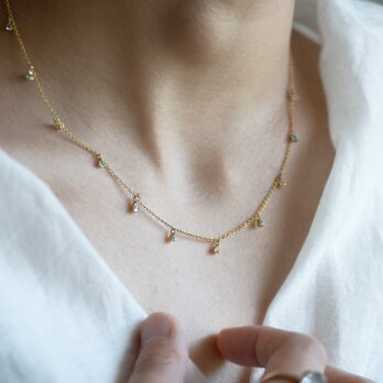 K18 Diamond and Paraiba Station Necklaceの画像