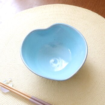 こっくり水色釉薬の木の葉鉢の画像