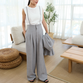 【通年使える】着回し抜群 肩紐を取り外せる 2Way 大人女子なハイウエストサロペット 細紐タイプ　3カラー/３サイズの画像