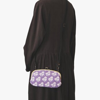 ■ヴィンテージファブリックの親子がま口お財布ショルダー / パープルの花■ mimi (vf-pu)の画像