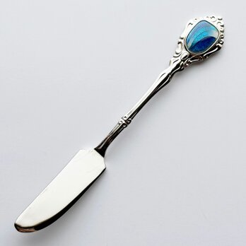 アンティークバターナイフ【Marine Blue】 七宝焼のバターナイフ 純銀胎有線七宝の画像