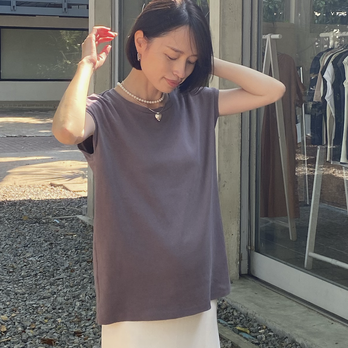柔らかストレッチ ショートスリーブTee　チャコールグレー　0707Greyの画像