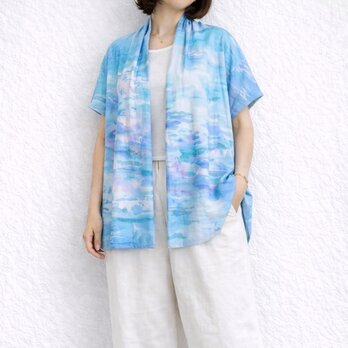 ガーゼ手描きはおり【たゆたう】一点もの(送料無料)