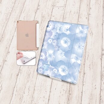 手帳型iPadケース【バックカバー：ソフトタイプ】片面印刷/カメラ穴有【ブルーフラワー（ネモフィラ）】の画像