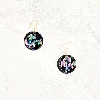 螺鈿の竹林と黒漆のシェルのラウンドピアス イヤリング  【2186】ピアス 和　伝統工芸　#シェルのコピーの画像