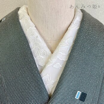 洗える刺繍半衿 白ばらの画像