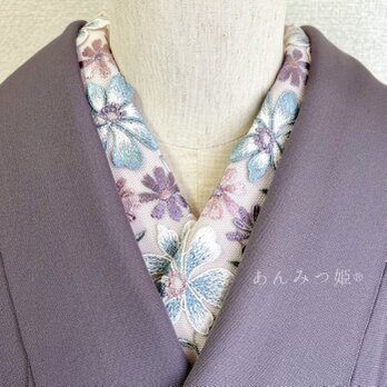 洗える刺繍半衿 くすみパステルの画像