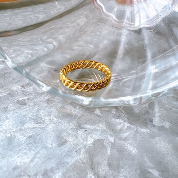 R391-ヴィンテージリング U.S.A. 1980s Gold Tone Screw Openwork Ringの画像
