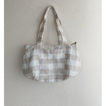 リネン ファスナーショルダーバッグ　linen   bの画像