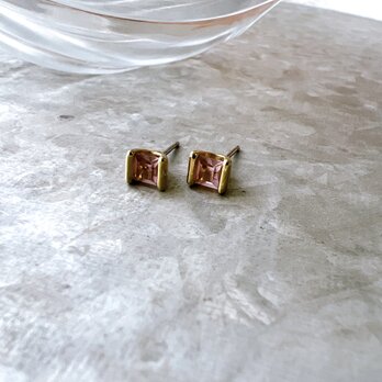 PA328-【 AVON 】エイボン・ヴィンテージピアス 1980s Gold Tone Pink Rhinestonesの画像