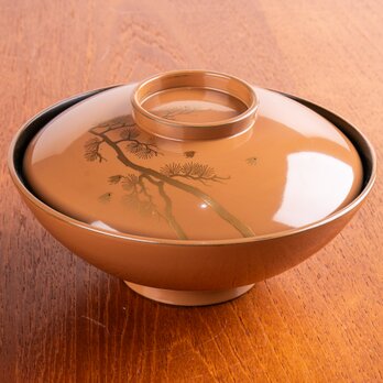 木地漆塗 波千鳥蒔絵 吸物椀 煮物椀 E1482の画像