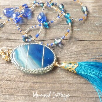 Sea Agate Lanyard Necklace ４way 海のアゲートのグラスコード/眼鏡・マスクホルダーの画像
