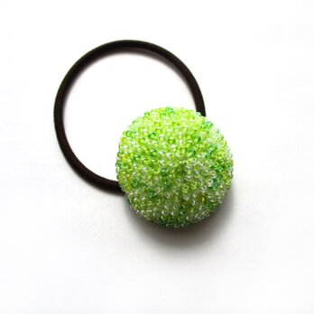 ビーズクロッシェヘアゴム（グリーンミックス②）の画像
