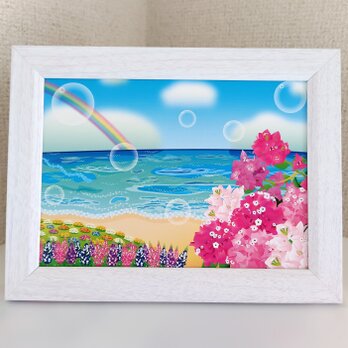 ポスター　ブーゲンビリアと海　(2Ｌサイズ)の画像