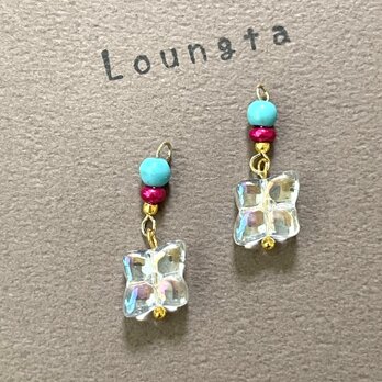 バタフライピアス クリア ターコイズピアス 小ぶりピアス 夏ピアス 樹脂ピアスの画像