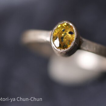 【かなり珍しい青と黄色のバイカラー】タイ産　バイカラーサファイア・シルバーリング【イエロウテントウ】