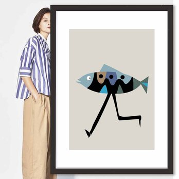 走る魚　送料無料 　イラスト　A4〜A0　ポスター　アートポスター　アートsei検索新着順　3506の画像