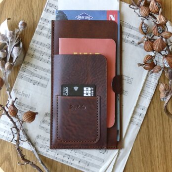 イタリア革のチケットホルダー／チケットケース／チョコ