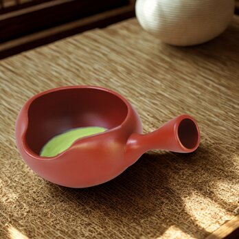抹茶急須　竹春作（朱泥）【常滑焼】の画像