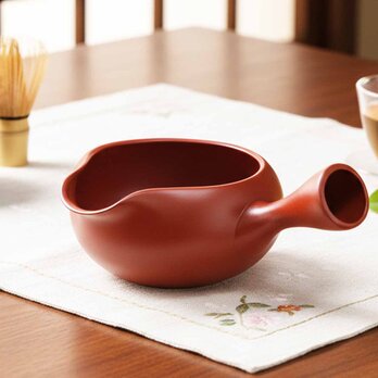 抹茶急須　竹春作（朱泥）【常滑焼】