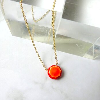 八角jewel cut necklace　（赤＋オレンジ）の画像