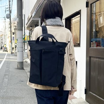 hike：ブラック（KONBU　撥水加工ナイロン素材リュック）＜受注製作＞の画像
