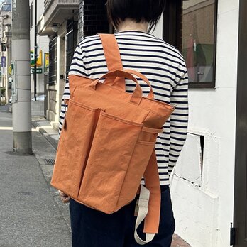 hike：オレンジ（KONBU　撥水加工ナイロン素材リュック）＜受注製作＞の画像