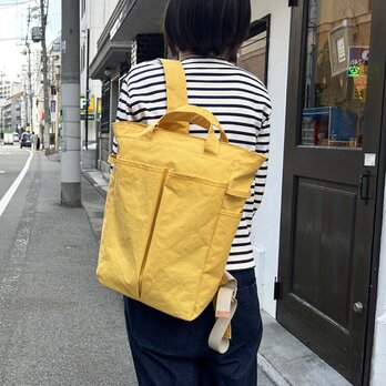 hike：イエロー（KONBU　撥水加工ナイロン素材リュック）＜受注製作＞の画像