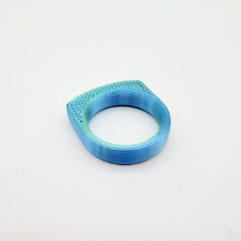 Infinite RING　植物由来樹脂アクセサリー ／　R - メタリック グリーン x スカイブルーの画像