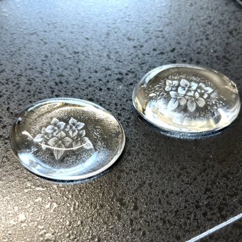 紫陽花の箸置き・ペア(手彫りガラス〜の画像
