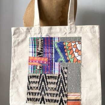 totebag /ヴィンテージファブリックのパッチワーク　トートバッグ■tf-376gの画像