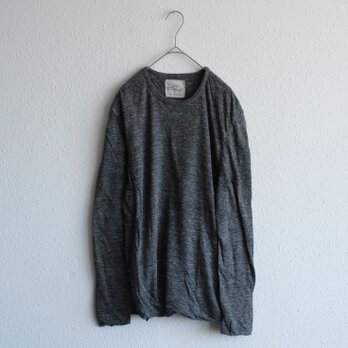 リネンニット mens/L 長袖プルオーバー（チャコール）の画像