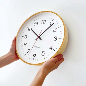 KATOMOKU plywood clock 22 ナチュラル km-61NA 掛け時計木製 曲げわっぱの画像