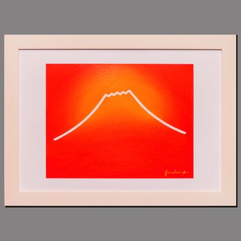 少し訳あり●『朱色に染まる富士山』がんどうあつし自作デジタルアートの画像