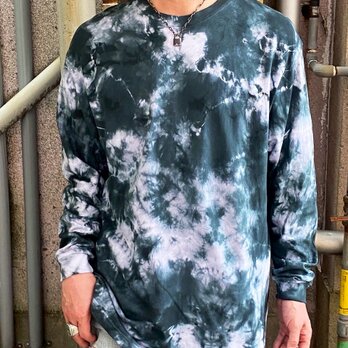 タイダイ 長袖Ｔシャツ XXLサイズ ブラック ムラ染め HIPPIES DYE HD24-10の画像