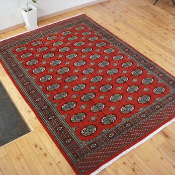 パキスタン絨毯 ハイクオリティ ボハラデザイン　200x136cm　厚み0.82cm　アンティークレッドの画像