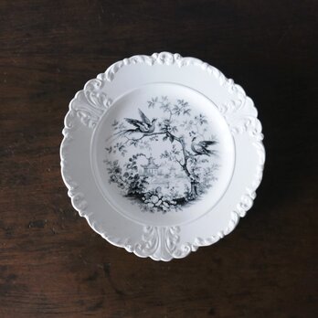 David Johnston ボルドー グリザイユ皿 レリーフ 平皿 φ21.5cm フランス アンティーク 0502181の画像