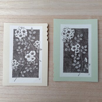 ポストカード「blossom-野ばら-（うぐいす色とベージュ）」の画像