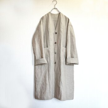 リネン・ノーカラーコート