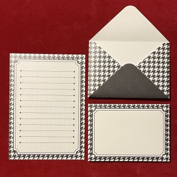 千鳥格子柄黒　ミニレターセットの画像
