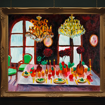 38×46㎝「西洋式テーブルA」F8・原画・油彩